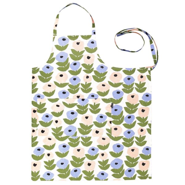 Kauniste<br>棉麻圍裙 (花意粉藍)