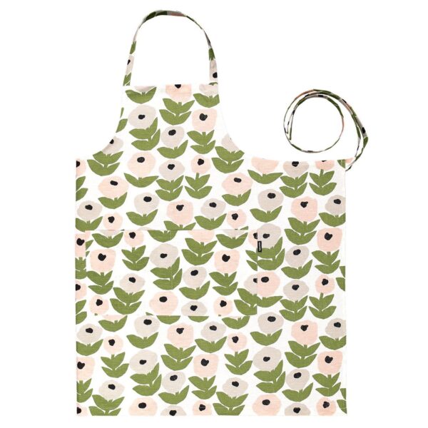 Kauniste<br>棉麻圍裙 (花意粉灰)