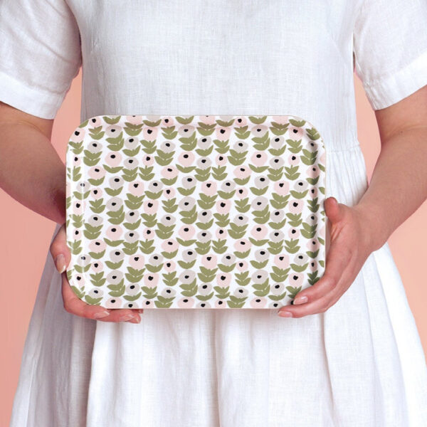 Kauniste<br>白樺木托盤 (花意粉灰MINI)