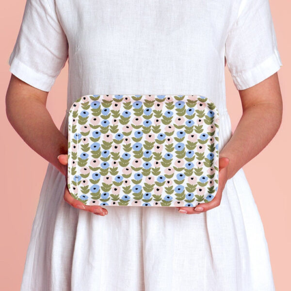 Kauniste<br>白樺木托盤 (花意粉藍MINI)