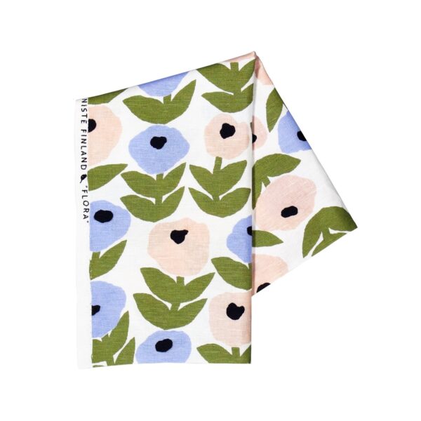 Kauniste<br>棉麻布料 花意粉藍<br>(1單位：50CM)