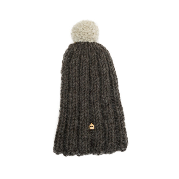 Myssyfarmi<br>成人手工羊毛帽 (KAAMOS 黑帽灰球球)