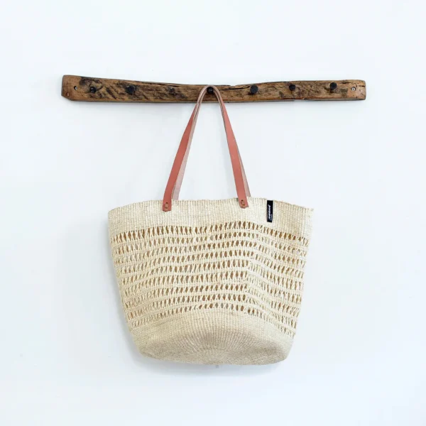 Mifuko<br>長把編織包<br>鏤空 劍麻原色