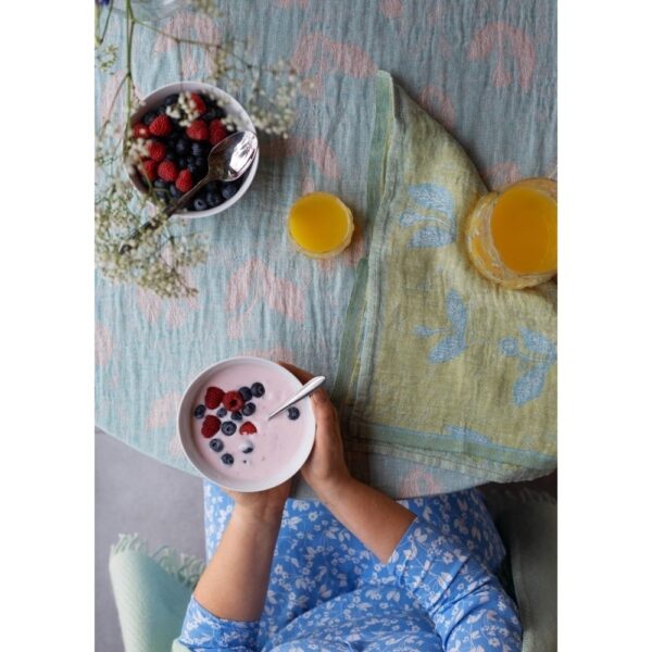 Lapuan Kankurit<br>minä perhonen 合作款亞麻薄毯/桌巾<br>(KESÄKUKKA 綠松&玫瑰粉)