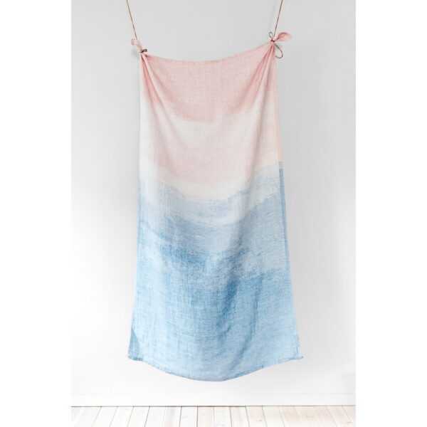 Lapuan Kankurit<br> SAARI亞麻浴巾<br>(玫瑰粉&水藍漸層 95x180cm)