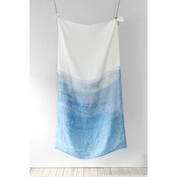 Lapuan Kankurit<br>SAARI 亞麻浴巾<br>(白&水藍漸層 95x180cm)